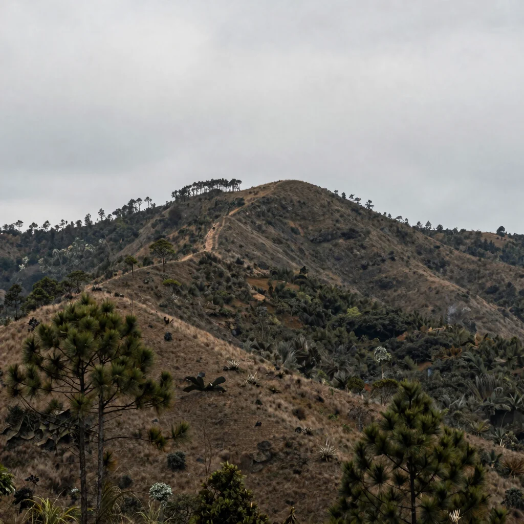 Local vegetation and pine ridge in the Guatemalan highlands under